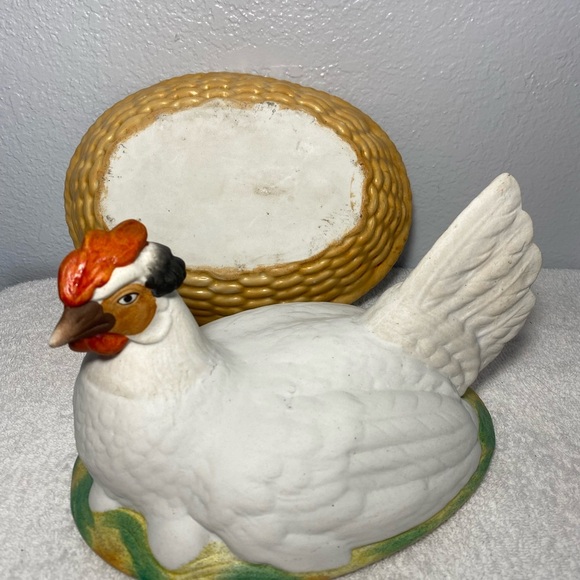 Antique Staffordshire Bisque Porcelain Hen Chicken on Nest Sitting on Eggs Bowl - Picture 7 of 10